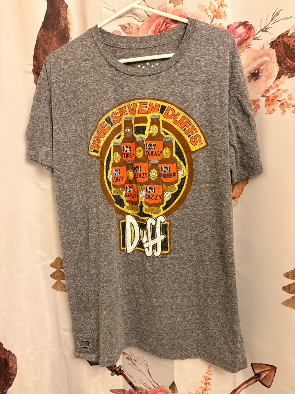Men’s large The Seven Duffs Graphic Tee - Gray with bottle opener
